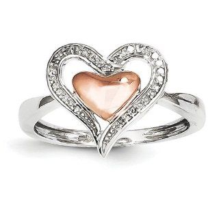 14k White Gold & Rose Rhodium Diamond Heart Ring. Carat Wt  0.08ct Jewelry
