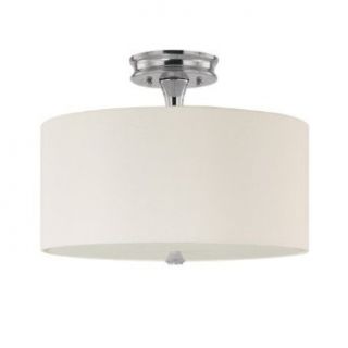 Capital Lighting 3874PN 496 Studio Collection 3 Light Semi Flush, Polished Nickel Finish with Decorative White Fabric Shade and Frosted Glass Diffuser   Semi Flush Mount Ceiling Light Fixtures  
