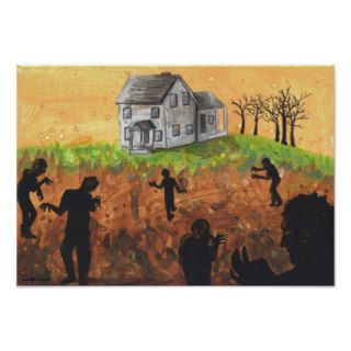 aA Bad Approach Zombie + Farm House Poster