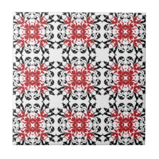 Decorative Stamp Ceramic Tile (red/black)