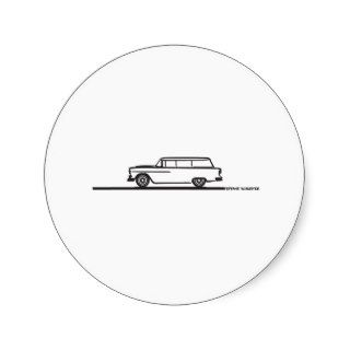 1955 Chevy Station Wagon Round Sticker