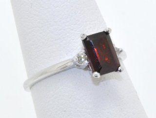 14K White Gold Diamond/Garnet Heart Ring Jewelry