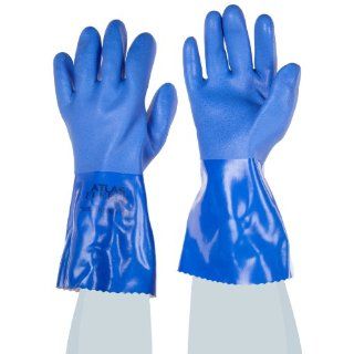 Showa Best 481 Atlas Fully Coated Triple Dipped PVC Coating Glove, Acrylic/Cotton Knitted Fleece Liner, Chemical Resistant, 12" Length Chemical Resistant Safety Gloves