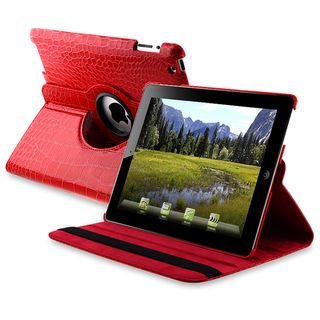 Red Crocodile Skin 360 degree Swivel Leather Case for Apple iPad 2 Eforcity iPad Accessories