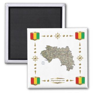 Guinea Conakry Map + Flags Magnet