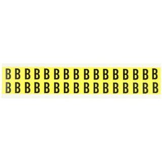 Brady 3420 B 3/4" Height, 9/16" Width, B 498 Repositionable Vinyl Cloth, Black On Yellow Color 34 Series Indoor Letter Label, Legend "B" (32 Labels Per Card) Industrial Warning Signs
