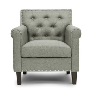 Baxton Studio 'Thalassa' Grey Linen like fabric Modern Arm Chair Baxton Studio Chairs