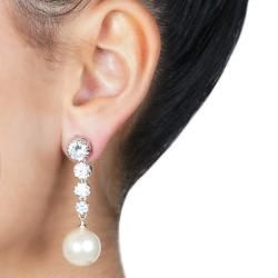 Pearl and Cubic Zirconia Earrings Pearl Earrings