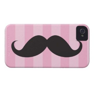 Black mustache and pink stripes iPhone 4 case