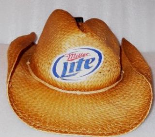 Miller Lite Logo On Cut Fabric Cowboy Straw Hat Breweriana Licensed 