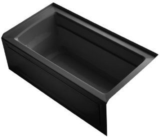 KOHLER K 1123 RA 7 Archer 5 Foot Bath with Comfort Depth Design, Integral Apron and Right Hand Drain, Black Black   Recessed Bathtubs  