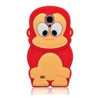 3D Pretty Cartoon Monkey Red Silicone Back Cover Rubber Phone Case For Samsung Galaxy S4 I9500 Cell Phones & Accessories