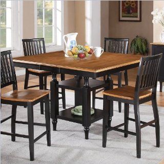 Steve Silver Company Candice Counter Height Dining Table with Butterfly in Oak and Black   Ashley Coaster Dining