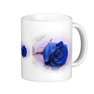 Single Dark Blue Rose, pale background Coffee Mugs
