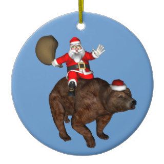 Santa Claus Riding On Bear Christmas Tree Ornaments