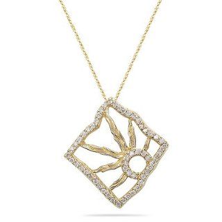 0.25 Cts Diamond Pendant in 14K Yellow Gold Necklaces Jewelry