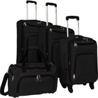 McBrine Luggage 4 Piece Swivel Luggage Set (Black) Clothing
