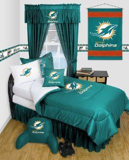 Miami Dolphins NFL 4 Pc FULL Size Comforter Set   Locker Room Series   (Comforter, 2 Shams, 1 Bedskirt) SAVE BIG ON BUNDLING  Other Products  