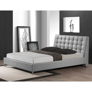 Baxton Studio Zeller Gray Modern Bed with Upholstered Headboard   Queen Size Baxton Studio Beds