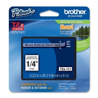 Brother Laminated Tape Black on Clear, 6mm (Tze111)   Retail Packaging