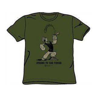 Popeye T shirt Strong To The Finish Adult Spinach Green Tee Novelty T Shirts Clothing