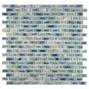 Merola Tile Rustica Subway Neptune Blue 11 3/4 in. x 11 3/4 in. x 6 mm Glazed Porcelain Mosaic Floor and Wall Tile FCP51RNP