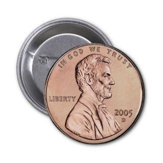 2005 Lincoln Memorial 1 cent copper coin money Button