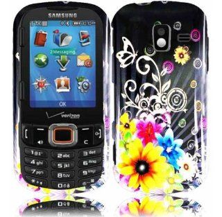 Black Colorful Flower Hard Cover Case for Samsung Intensity III 3 SCH U485 Cell Phones & Accessories