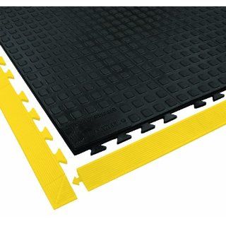 Wearwell Urethane 502 Rejuvenator Connect Anti Fatigue Mat, for Dry Heavy Duty Industrial Areas, 3' Width x 5' Length x 5/8" Thickness, Black Floor Matting