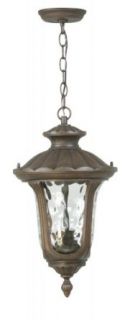 Craftmade Z3521 98 Hanging Lantern with Clear Hammered Glass Shades, Aged Bronze Finish   Pendant Porch Lights  