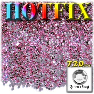 The Crafts Outlet DMC HOTFIX Iron on Superior Quality Glass 720 Piece Round Rhinestone Embellishment, 2mm, Light Rose Pink