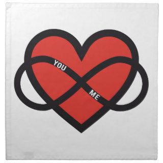 never ending love, red heart with infinity sign cloth napkins
