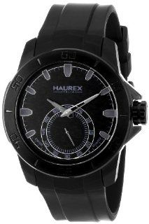 Haurex Italy Men's 3N503UNN Acros Black Ion Plated Coated Stainless Steel Rubber Strap Watch Watches