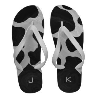 Cow Black and White Print Flip Flops