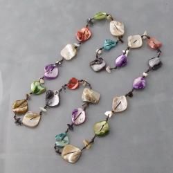 Mix Color Mother of Pearl Link Cotton Rope Necklace (Thailand) Necklaces