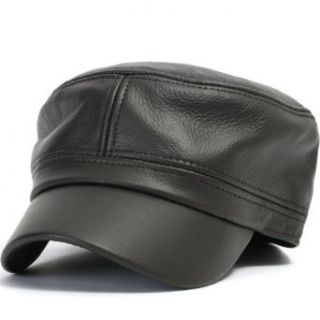 ililily Vintage Genuine Leather Military Cadet Cap Army Camo style Hats (cadet 504) at  Mens Clothing store