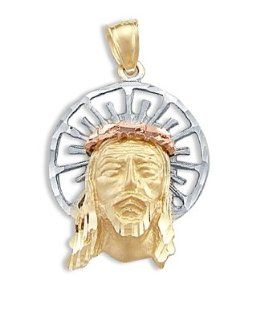 Jesus Face Pendant 14k Yellow White Rose Gold Charm Jewel Tie Jewelry
