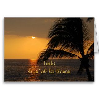 Linda Hawaiian Happy Birthday Tropical Sunset Card
