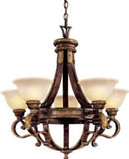 Metropolitan N6205 488 Five Light Up Lighting Chandelier from the Catalonia Collection, Aged Walnut with Gold Leaf    