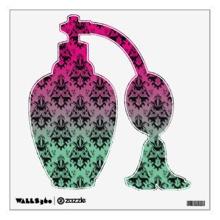 Pink and Green Damask Pattern Wall Decal
