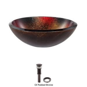 Kraus Mercury Glass Vessel Sink with Pop up Drain and Mounting Ring in Oil Rubbed Bronze GV 680 19mm ORB