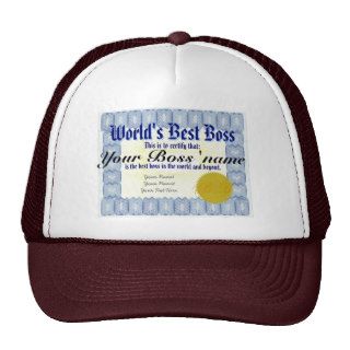 World's Best Boss Certificate Trucker Hats