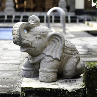 Small Stone Elephant Statuette (Indonesia) Garden Accents