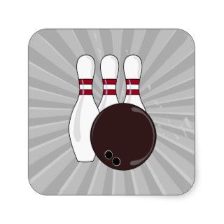 bowling pins and ball vector design square stickers