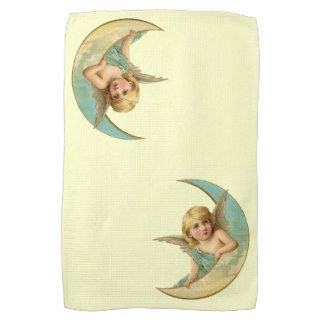 Vintage Angel in Moon Hand Towels