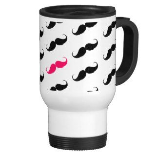 Funny Girly Pink  And Black Mustache Pattern Coffee Mug