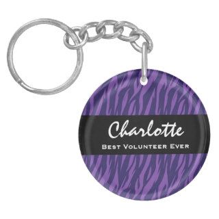 Purple Zebra Best Volunteer Ever Custom Name V01 Acrylic Key Chains