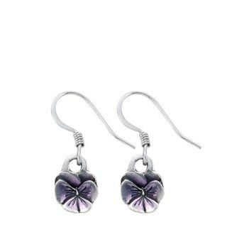 Pansy / purple Mini Wire Earrings Jewelry