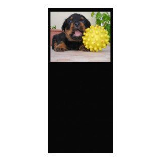 Cute Rottweiler Puppy With Yellow Toy Personalized Rack Card