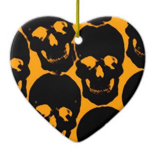 Orange & Black Skulls/ Halloween Christmas Tree Ornaments